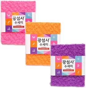 img 2 attached to HAROOLIVING Gwangsumsa Scouring Pad Luster Scrubber Dishwash Cloth: 3 Pack Mix for Effective Cleaning and Polishing - Authentic Korean Kitchen Sponges