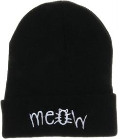 img 2 attached to 🐱 Meow Winter Knit Skull Hat for Women Men - Beurio Slouchy Beanie