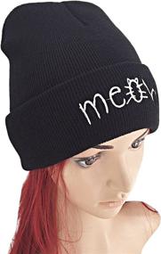 img 3 attached to 🐱 Meow Winter Knit Skull Hat for Women Men - Beurio Slouchy Beanie