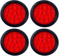 ⚡️ 4pcs 4 inch round led trailer tail lights - waterproof, red, 12 led, brake/stop/turn marker lights for truck, trailer, rv, boat, jeep, ute, utv - 12v, flush mount - grommet and plug included logo