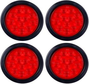 img 4 attached to ⚡️ 4Pcs 4 Inch Round LED Trailer Tail Lights - Waterproof, Red, 12 LED, Brake/Stop/Turn Marker Lights for Truck, Trailer, RV, Boat, Jeep, UTE, UTV - 12V, Flush Mount - Grommet and Plug Included