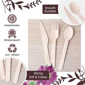 img 3 attached to 🌱 Eco-Friendly Wooden Cutlery Set (380 PCS) - Green Science – Recyclable Knives, Forks & Spoons in Travel Pack – Disposable Plastic Utensils Alternative for Home, Office, Picnic & Parties