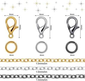 img 3 attached to 365-Piece Jewelry Making Chains Set: Stainless Steel Link Chains, Jump 🔗 Rings, Lobster Clasps, Curved Tweezers and Brass Ring Opener for DIY Crafts