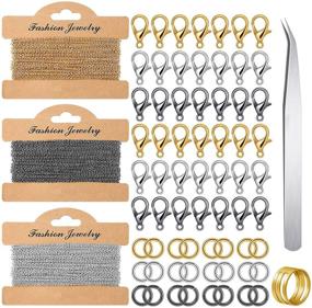 img 4 attached to 365-Piece Jewelry Making Chains Set: Stainless Steel Link Chains, Jump 🔗 Rings, Lobster Clasps, Curved Tweezers and Brass Ring Opener for DIY Crafts