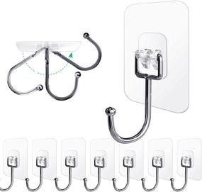 img 4 attached to 🔗 Ayssny Heavy Duty Waterproof Adhesive Hooks - Max 44lb Utility Hooks, Large Sticky Wall Hooks for Hanging Coats, Towels, and Bathroom & Kitchen Products