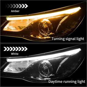 img 3 attached to 💡 OPL5 2PCs 24 inch Car LED Headlight Strip: Dual Color, Waterproof, Flexible Tube Light for Daytime Running Lights and Turn Signals