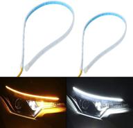 💡 opl5 2pcs 24 inch car led headlight strip: dual color, waterproof, flexible tube light for daytime running lights and turn signals logo