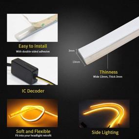 img 1 attached to 💡 OPL5 2PCs 24 inch Car LED Headlight Strip: Dual Color, Waterproof, Flexible Tube Light for Daytime Running Lights and Turn Signals