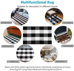 img 2 attached to 🏡 KaHouen Buffalo Check Rug: Stylish Black and White Plaid Rug for Layered Door Mats, Kitchen, Bathroom, and Laundry Room