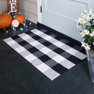 🏡 kahouen buffalo check rug: stylish black and white plaid rug for layered door mats, kitchen, bathroom, and laundry room логотип