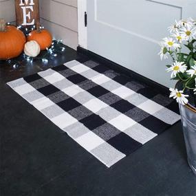 img 4 attached to 🏡 KaHouen Buffalo Check Rug: Stylish Black and White Plaid Rug for Layered Door Mats, Kitchen, Bathroom, and Laundry Room