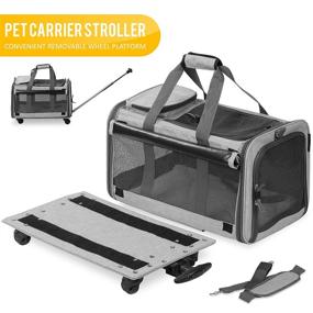 img 2 attached to 🐾 Convenient KOPEKS Pet Carrier: Detachable Wheels for Small & Medium Dogs/Cats, Heather Grey - KPS-1100