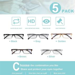 img 1 attached to 👓 CBGLCFH 5-Pack Blue Light Blocking Reading Glasses for Men & Women – Metal Frame, Lightweight, 1.75 Power