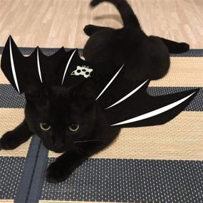 img 3 attached to 🐱 Halloween Cat Bat Wings Costume Pet Cosplay Vampire Dress Up Apparel for Small Dogs – Spooky Bat Skeleton Bone Wing with Kitten Puppy Skull Back Tie Decoration & Traction Rope Fixing Hole – Ideal for Christmas Clothes