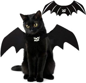 img 4 attached to 🐱 Halloween Cat Bat Wings Costume Pet Cosplay Vampire Dress Up Apparel for Small Dogs – Spooky Bat Skeleton Bone Wing with Kitten Puppy Skull Back Tie Decoration & Traction Rope Fixing Hole – Ideal for Christmas Clothes