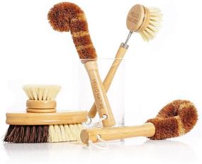 img 4 attached to 🌱 HELLO NATURE Plant-based 5-Piece Kitchen Brush Set: Biodegradable Natural Fibre Wooden Dish Brush, Bottle Brush, Pot Brush, Vegetable Brush with Replaceable Head - Eco-friendly, Plastic-Free Product