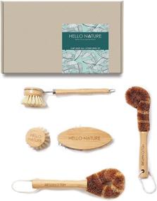 img 3 attached to 🌱 HELLO NATURE Plant-based 5-Piece Kitchen Brush Set: Biodegradable Natural Fibre Wooden Dish Brush, Bottle Brush, Pot Brush, Vegetable Brush with Replaceable Head - Eco-friendly, Plastic-Free Product