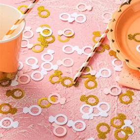img 1 attached to 💍 MOWO Glitter Diamond Ring Paper Confetti Table Decor: Sparkling Gold, Pink, White, 200-Count Event Decorations