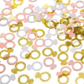 img 4 attached to 💍 MOWO Glitter Diamond Ring Paper Confetti Table Decor: Sparkling Gold, Pink, White, 200-Count Event Decorations