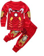 red boys ironman pajama set with sidney print, size 2-7 years logo