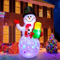 🎅 enhance your yard with a 5 ft inflatable snowman christmas outdoor decoration featuring upgraded rotating led lights логотип