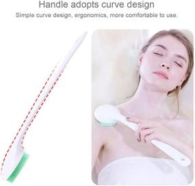 img 3 attached to 🛀 Силиконовая щетка для тела и ванны: Длинная ручка массажера для спины с мягкими щетинками для душа - для мужчин и женщин, без содержания бисфенола A, антискользящая