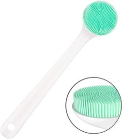 img 4 attached to 🛀 Силиконовая щетка для тела и ванны: Длинная ручка массажера для спины с мягкими щетинками для душа - для мужчин и женщин, без содержания бисфенола A, антискользящая