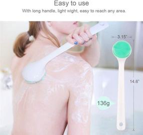 img 2 attached to 🛀 Силиконовая щетка для тела и ванны: Длинная ручка массажера для спины с мягкими щетинками для душа - для мужчин и женщин, без содержания бисфенола A, антискользящая