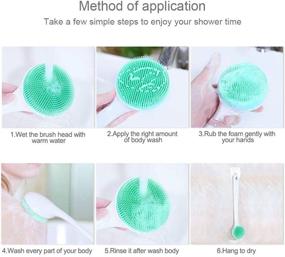img 1 attached to 🛀 Силиконовая щетка для тела и ванны: Длинная ручка массажера для спины с мягкими щетинками для душа - для мужчин и женщин, без содержания бисфенола A, антискользящая