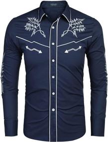 img 3 attached to 👔 COOFANDY Western Embroidered 01 Black Pattern1 Men's Clothing: Stylish and Trendy Fashion for Men