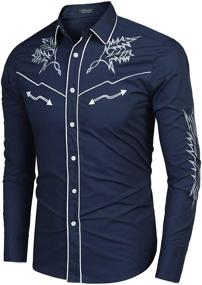 img 2 attached to 👔 COOFANDY Western Embroidered 01 Black Pattern1 Men's Clothing: Stylish and Trendy Fashion for Men