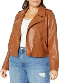img 1 attached to 🧥 Heather Leather Jacket for Women - Women's Clothing