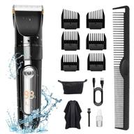 💇 bompow hair clippers and trimmer kit with adjustable speeds, 6 guide combs - electric barber kit (black) logo
