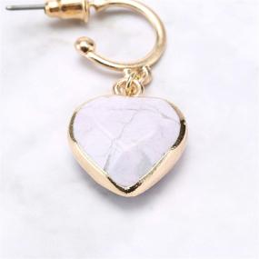 img 1 attached to 💖 Colorful Natural Stone Love Heart Earrings - Trendy Women's Drop Dangle Gold Tone Post Earrings for Gifting