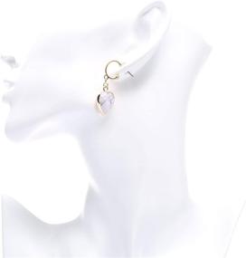 img 2 attached to 💖 Colorful Natural Stone Love Heart Earrings - Trendy Women's Drop Dangle Gold Tone Post Earrings for Gifting