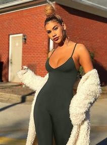img 1 attached to 👗 LAGSHIAN Women's Bodycon Sleeveless Jumpsuit Romper: Trendy Clothing for Women - Jumpsuits, Rompers & Overalls