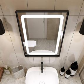 img 1 attached to 🔆 Enhance Your Bathroom with Petus PetusHouse 20X28 LED Lighted Mirrors – Black Frame, Dimmable, Defogger & Waterproof – CRI>90, Vertical Wall Mounted