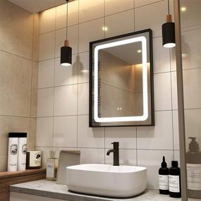 img 3 attached to 🔆 Enhance Your Bathroom with Petus PetusHouse 20X28 LED Lighted Mirrors – Black Frame, Dimmable, Defogger & Waterproof – CRI>90, Vertical Wall Mounted