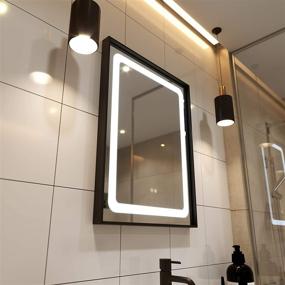 img 2 attached to 🔆 Enhance Your Bathroom with Petus PetusHouse 20X28 LED Lighted Mirrors – Black Frame, Dimmable, Defogger & Waterproof – CRI>90, Vertical Wall Mounted