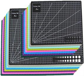 img 1 attached to 🔪 Tukcherry 9x12 Professional Self Healing Double Sided Durable Non-Slip PVC Cutting Mat for Scrapbooking, Quilting, Sewing, Arts & Crafts - Black, A4 (12x9)