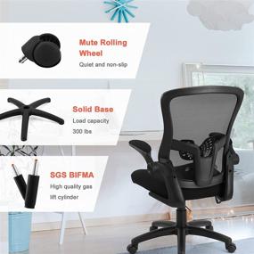 img 1 attached to 🪑 Chairelax Home Office Chair - Ergonomic Desk Chair with Adjustable Lumbar Support, Flip-up Armrests, and 300lbs Load Capacity - Mid-Back Mesh Computer Chair for Comfortable Executive Use