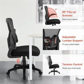 img 2 attached to 🪑 Chairelax Home Office Chair - Ergonomic Desk Chair with Adjustable Lumbar Support, Flip-up Armrests, and 300lbs Load Capacity - Mid-Back Mesh Computer Chair for Comfortable Executive Use