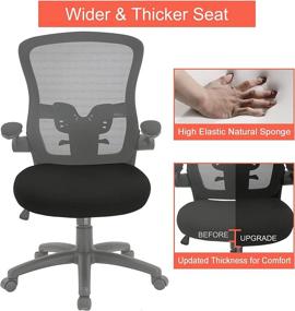 img 3 attached to 🪑 Chairelax Home Office Chair - Ergonomic Desk Chair with Adjustable Lumbar Support, Flip-up Armrests, and 300lbs Load Capacity - Mid-Back Mesh Computer Chair for Comfortable Executive Use