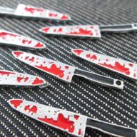 🔪 creepy mini horror pendants: set of 6 bloody knife charms (ns449) - top-notch supplies logo