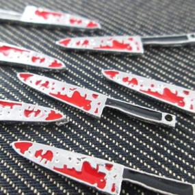 img 4 attached to 🔪 Creepy Mini Horror Pendants: Set of 6 Bloody Knife Charms (NS449) - Top-notch Supplies