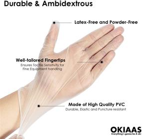 img 3 attached to 🧤 OKIAAS 100 Count Box of Medium Latex-Free Clear Vinyl Gloves for Household, Food Handling, Lab Work, and More - Disposable Gloves for Enhanced Hygiene