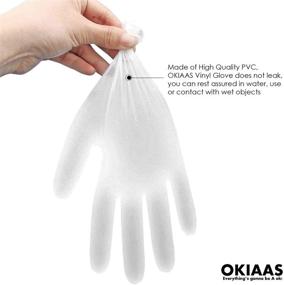 img 2 attached to 🧤 OKIAAS 100 Count Box of Medium Latex-Free Clear Vinyl Gloves for Household, Food Handling, Lab Work, and More - Disposable Gloves for Enhanced Hygiene