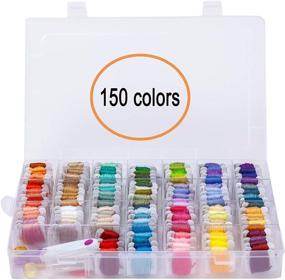 img 4 attached to 🧵 YAOYUE Friendship Bracelet Floss Craft Thread Set - 150 Colors Embroidery Floss with Organizer Storage Box, Prewound Bobbins, and Cross Stitch Kit - 186pcs