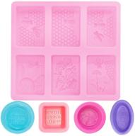 senhai 6-cavity rectangle bee mold & 4 pcs silicone pan soap molds - pink, purple, rose red, blue: ideal for making cupcakes, muffins, and soap logo