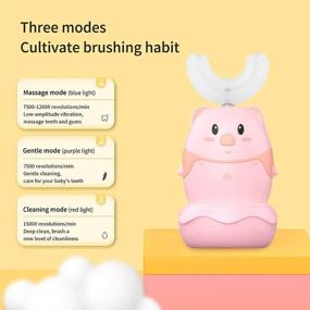 img 3 attached to 🦷 Kid's U-Shaped Electric Toothbrush (2-8 Years) - Letyet Wireless Charging Ultrasonic Automatic Toothbrush, IPX7 Waterproof, 3-Speed Cleaning Mode, Cartoon Design, Specially Designed for Toddlers (Pink)